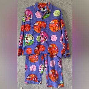 The Cats Novelty Cocktail Pajamas Set Women's Size Medium Cotton Long Sleeve